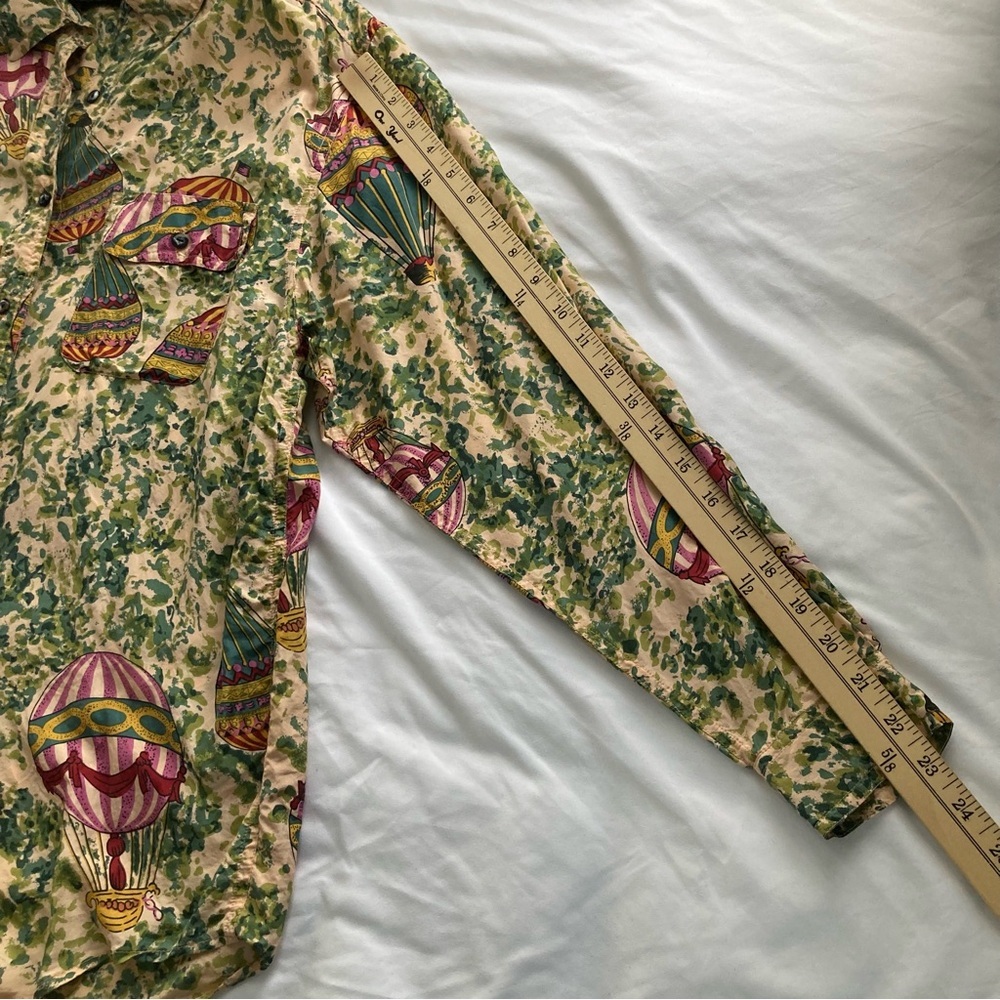 Vintage 90s silk Diane Gillman Hot Air Balloon novelty blouse button up size L - Picture 9 of 12